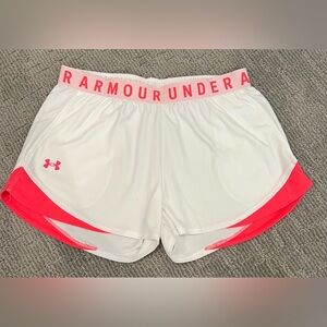 Under Armour Women's White Shorts with Pink Accents
